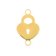 Intercalaire cadenas coeur 2 anneaux 19x12 mm - Acier inoxydable Doré x1