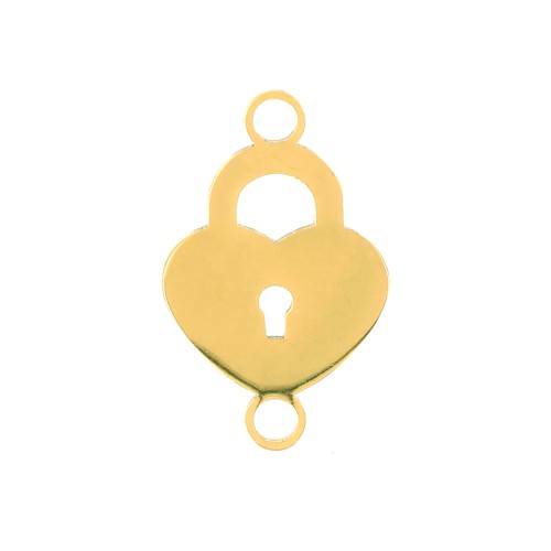 Intercalaire cadenas coeur 2 anneaux 19x12 mm - Acier inoxydable Doré x1