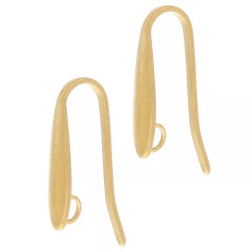 Crochets d'oreilles design 17x3 mm avec anneau ouvert - Acier inox 304L Doré x2