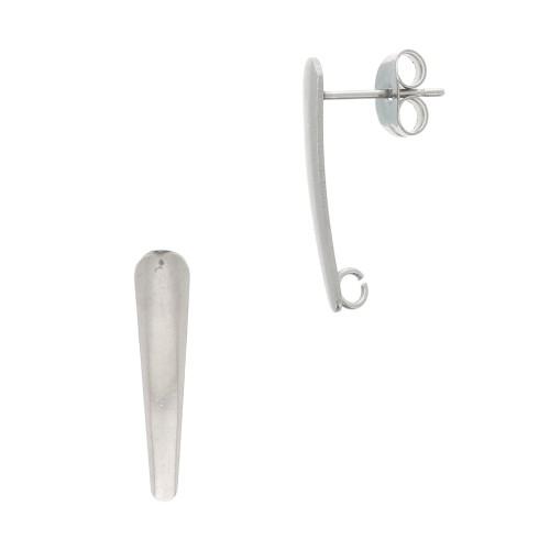 Clous d'oreilles barre avec anneau ouvert 20x4 mm - Acier inoxydable x2