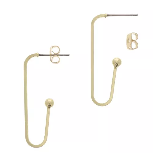Clous d'oreilles U design avec une petite boule 34x12 mm - Doré x2