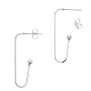 Clous d'oreilles U design avec une petite boule 34x12 mm - Rhodié x2|raw }}