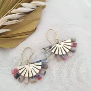 Crochets d'oreilles design 19 mm avec un trou - Acier inoxydable 304 Doré x2