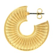 Créoles demi-lune texturées 30 mm - Doré à l'or fin x2