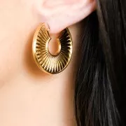 Créoles demi-lune texturées 30 mm - Argenté vieilli x2