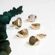 Bague chevalière martelée pour femme taille 56 plaqué Or 3 microns x1