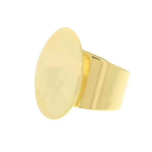Bague réglable avec plateau martelé 25 mm - Doré à l'or fin x1