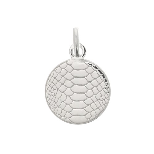 Breloque ronde motif serpent 10 mm avec anneau ouvert - Argent 925 x1
