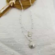 Breloque ronde motif étoile du nord & oxyde de Zirconium 8mm - anneau fermé - Argent 925 x1