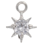 Breloque étoile du nord avec CZ 10.6x8 mm - anneau fermé - Argent 925 x1