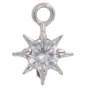 Breloque étoile du nord avec CZ 10.6x8 mm - anneau fermé - Argent 925 x1