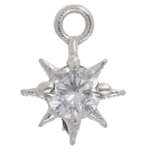 Breloque étoile du nord avec CZ 10.6x8 mm - anneau fermé - Argent 925 x1