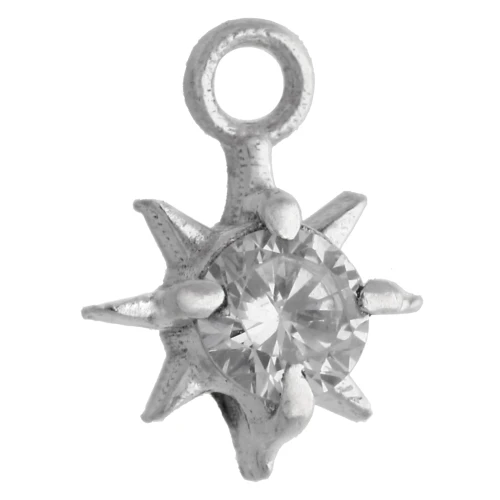 Breloque étoile du nord avec CZ 10.6x8 mm - anneau fermé - Argent 925 x1