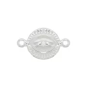 Intercalaire rond motif oeil avec oxyde de Zirconium 14x8 mm - Argent 925 - Crystal x1