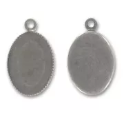 Serti pendentif pour cabochon fond plat 25x18 mm argenté vieilli
