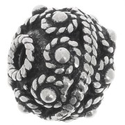 Perle ronde travaillée 10 mm - Argent 925 oxydé x1