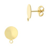 Clous d'oreilles disque 10 mm avec anneau - Doré à l'or fin x2|raw }}