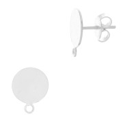 Clous d'oreilles disque 10 mm avec anneau - Placage Argent fin x2|raw }}
