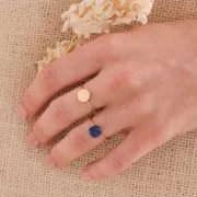 Bague fine avec plateau pour cabochon 8 mm - Taille 56 - Plaqué Or 3 microns x1