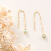 Chaines d'oreilles traversantes 60 mm pour cabochon 4 mm - Argent 925 Doré à l'or fin x2