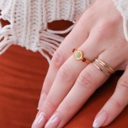 Bague 3 sertis pour cabochon 3mm et 4mm Taille 54 - Argent 925 Doré à l'or fin x1