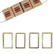 2 embouts & 2 intercalaires rectangles pour tissage Miyuki - Acier inoxydable Doré