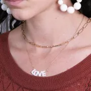 Perle lettre alphabet en nacre 10x3 mm - I x1