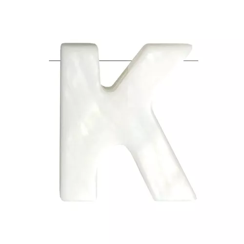 Perle lettre alphabet en nacre 10x8.5 mm - K x1