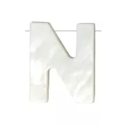 Perle lettre alphabet en nacre 9.5x8 mm - N x1