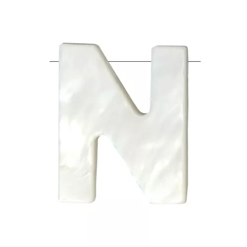 Perle lettre alphabet en nacre 9.5x8 mm - N x1