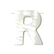 Perle lettre alphabet en nacre 10x8 mm - R x1