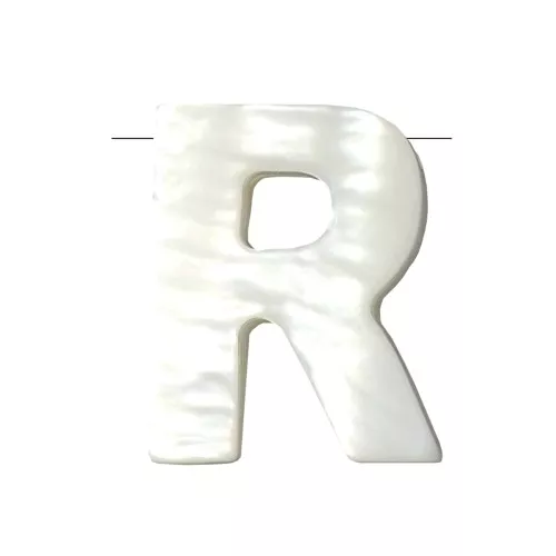 Perle lettre alphabet en nacre 10x8 mm - R x1