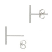 Puces d'oreilles barre fine 10 mm en Argent 925 x2