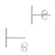 Puces d'oreilles barre fine 10 mm en Argent 925 x2