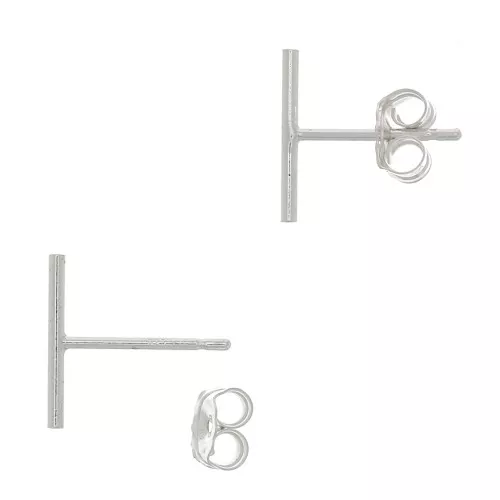 Puces d'oreilles barre fine 10 mm en Argent 925 x2