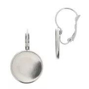 Dormeuses porte-cabochon 16 mm - Acier inoxydable x2
