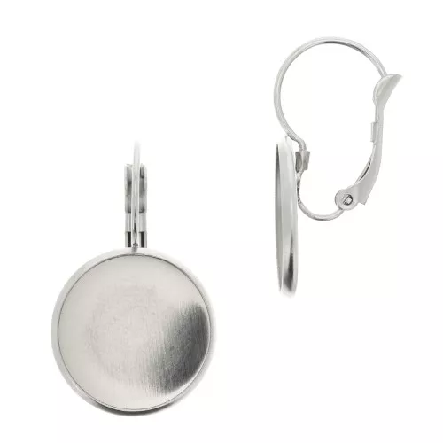 Dormeuses porte-cabochon 16 mm - Acier inoxydable 304 x2