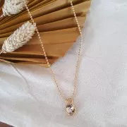 Pendentif serti diamanté 10x8mm pour cabochon 6 mm - Argent 925 Doré à l'or fin x1