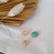 Intercalaire serti diamanté 14x10 mm cabochon 8 mm - Argent 925 x1