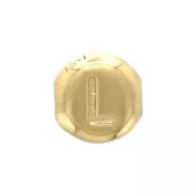 Perle plate -  lettre alphabet ronde 6 mm - L - Plaqué Or 3 microns x1