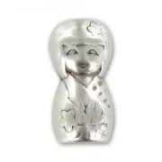 Poupée kokeshi 21 mm Placage Argent fin vieilli x1