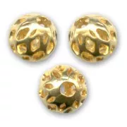 Boules filigranées 6 mm doré à l'or fin x10
