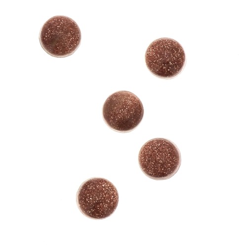 Cabochons ronds 4 mm à coller ou sertir Gold Stone - Imitation Pierre de soleil x5