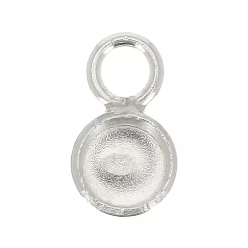 Mini serti pendentif rond pour cabochon fond plat 3 mm - Argent 925 x1