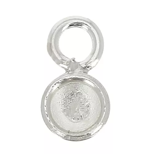 Mini serti pendentif rond pour cabochon fond plat 4 mm - Argent 925 x1