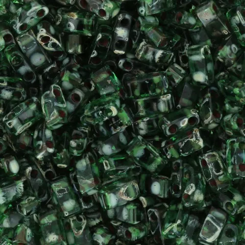 Miyuki Half Tila Beads 5x2.3x1.9mm HTL-4507 - Transparent Green Picasso x10g