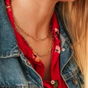 Tour de cou maille rectangle limée 4.6 mm - Plaqué Or 3 microns x45 cm