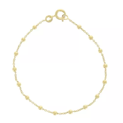 Bracelet maille forçat alternée perles 2.5 mm (1x1) - Plaqué Or 3 microns x17 cm