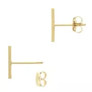 Boucles d'oreilles barre forme T 10 mm en Gold filled (or laminé) x2