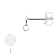 Clous d'oreilles rond pour cabochon 4 mm avec anneau ouvert - Argent 925 x2|raw }}